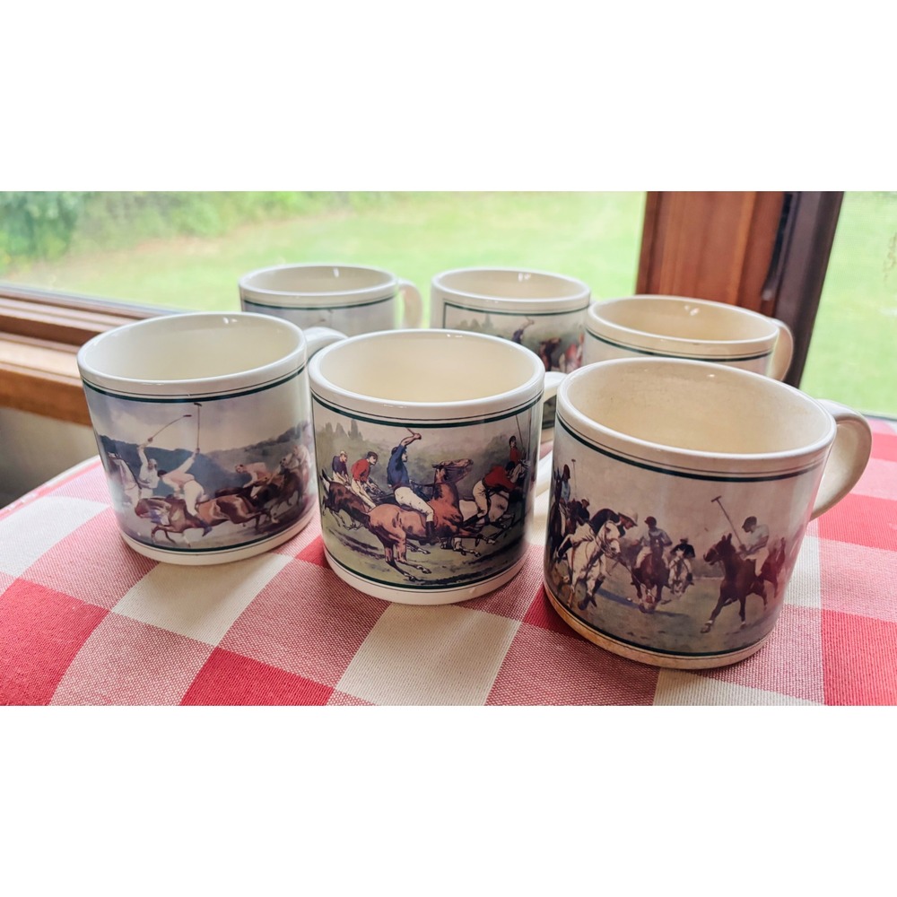 Vintage Polo Ralph Lauren mugs set of 6 equestrian polo match